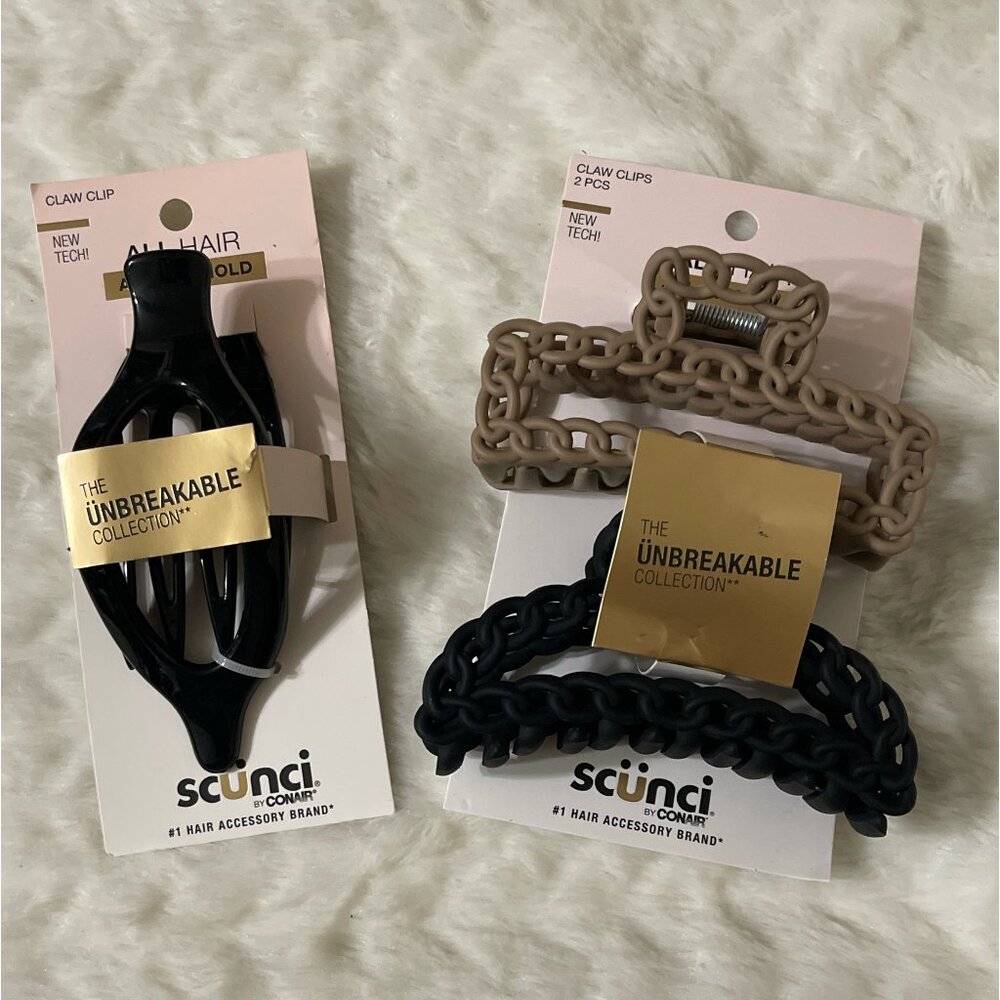 NEW Scunci Claw Clips  - The Unbreakable Collection - Total of 3